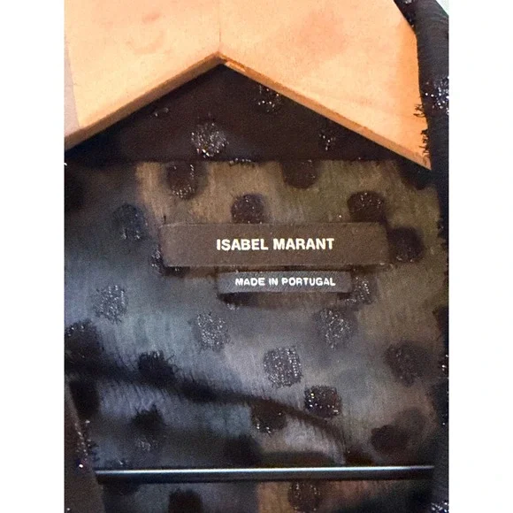 Isabel Marant | Lurex Dot Alba Top EU40/US Large Black Glitter Ruffle Trim - Picture 7 of 10